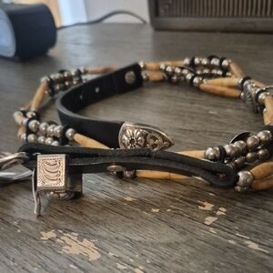 Silver and Tan Beaded Bracelet